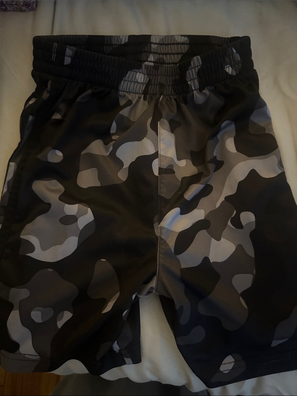 Kids Camouflage Athletic Shorts - Black Gray